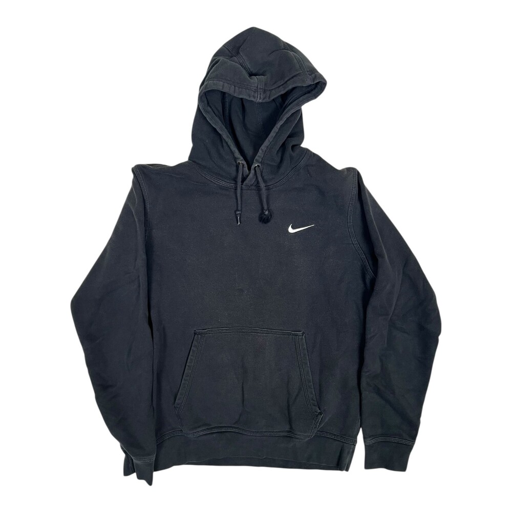 Vintage Nike Black Pullover Hoodie Sweatshirt Size M Y2K Embroidered Swoosh Fade